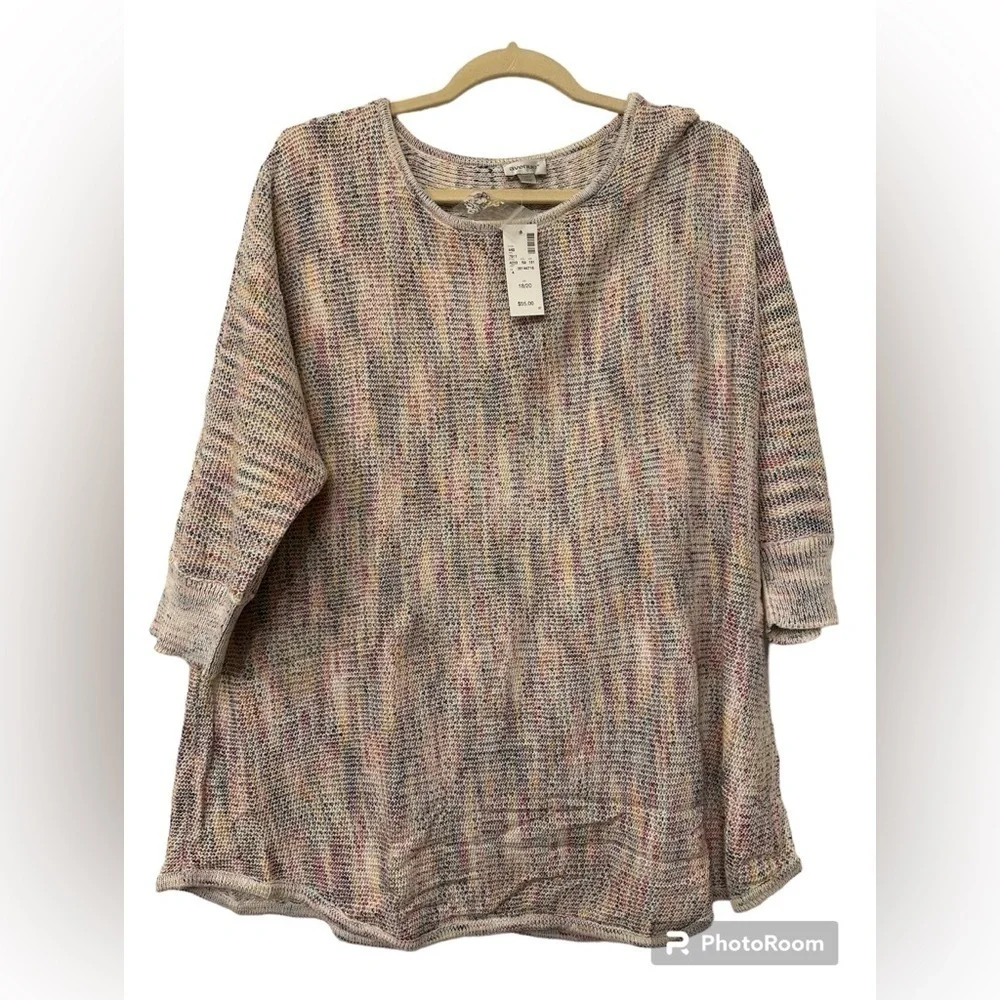 Avenue Space Dye Knit Sweater plus sz 18 20 Multi Color‎ 3/4 Sleeve Straight Hem